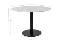 Bolzano - Table à Manger Ronde Effet Marbre ø110cm - Couleur - Blanc -Mobilia Boutique table a manger 13297799