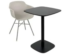 Table Bistrot Design Plateau Carré Pied Fixe SILA (Noir) -Mobilia Boutique table a manger 13435819
