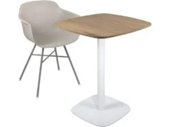 Table Bistrot Design Plateau Carré Pied Fixe SILA (Blanc & Chêne) -Mobilia Boutique table a manger 13435827