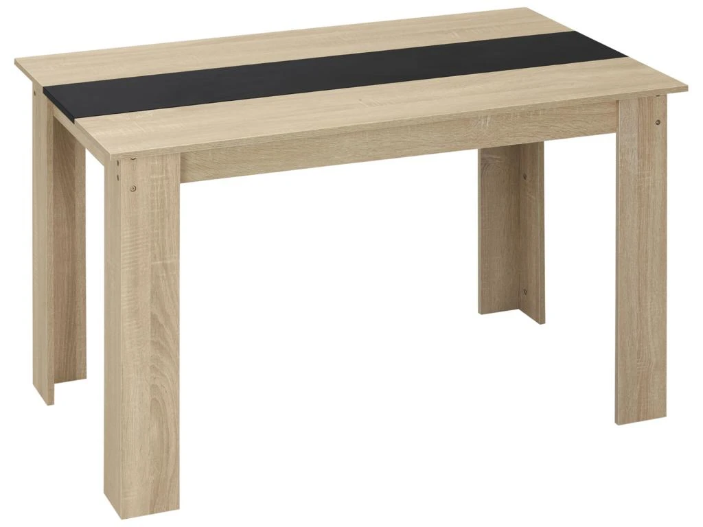 Table à Manger Grand Plateau 4-6 Personnes - Dim. 120L X 69l X 75H Cm - Panneaux Noir Aspect Chêne Clair 4 Table à Manger Grand Plateau 4-6 Personnes - Dim. 120L X 69l X 75H Cm - Panneaux Noir Aspect Chêne Clair – Image 2