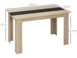 Table à Manger Grand Plateau 4-6 Personnes - Dim. 120L X 69l X 75H Cm - Panneaux Noir Aspect Chêne Clair 9 Table à Manger Grand Plateau 4-6 Personnes - Dim. 120L X 69l X 75H Cm - Panneaux Noir Aspect Chêne Clair -Mobilia Boutique table a manger 13614425
