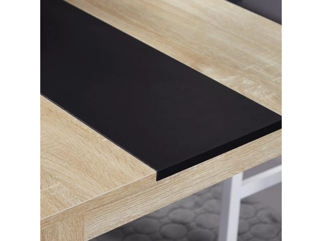 Table à Manger Grand Plateau 4-6 Personnes - Dim. 120L X 69l X 75H Cm - Panneaux Noir Aspect Chêne Clair 7 Table à Manger Grand Plateau 4-6 Personnes - Dim. 120L X 69l X 75H Cm - Panneaux Noir Aspect Chêne Clair – Image 5