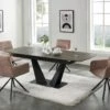 Table à Manger Extensible 6 à 8 Couverts En Céramique Et Métal - Effet Marbre Marron Et Noir - DONOTI -Mobilia Boutique table a manger 13670185