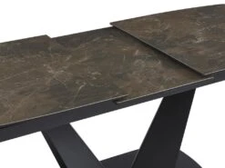 Table à Manger Extensible 6 à 8 Couverts En Céramique Et Métal - Effet Marbre Marron Et Noir - DONOTI -Mobilia Boutique table a manger 13670193