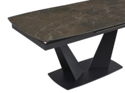 Table à Manger Extensible 6 à 8 Couverts En Céramique Et Métal - Effet Marbre Marron Et Noir - DONOTI -Mobilia Boutique table a manger 13670195