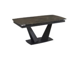 Table à Manger Extensible 6 à 8 Couverts En Céramique Et Métal - Effet Marbre Marron Et Noir - DONOTI -Mobilia Boutique table a manger 13670201