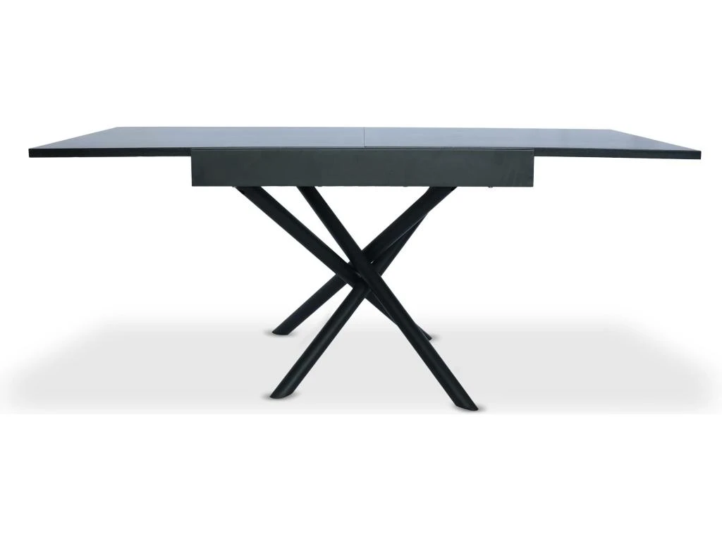 Table Extensible Moderne L90-180cm Liberac Métal Noir Et Bois Noir Mat 4 Table Extensible Moderne L90-180cm Liberac Métal Noir Et Bois Noir Mat – Image 2
