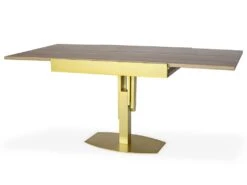 Table Design Carrée Extensible 180cm Mealane Pied Central Or Et Bois Sonoma -Mobilia Boutique table a manger 13698067