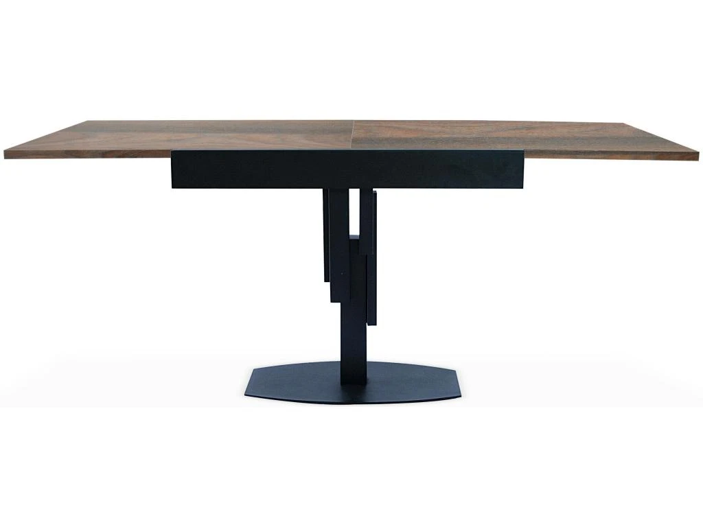 Table Design Carrée Extensible 180cm Mealane Pied Central Métal Noir Et Noyer 4 Table Design Carrée Extensible 180cm Mealane Pied Central Métal Noir Et Noyer – Image 2