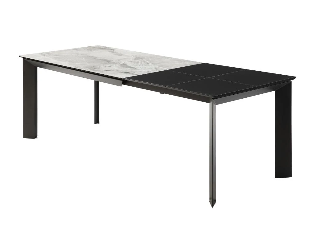 Table à Manger Extensible 4 à 10 Couverts En Céramique Et Métal - Effet Marbre Gris Et Noir - CARMONI 3 Table à Manger Extensible 4 à 10 Couverts En Céramique Et Métal - Effet Marbre Gris Et Noir - CARMONI