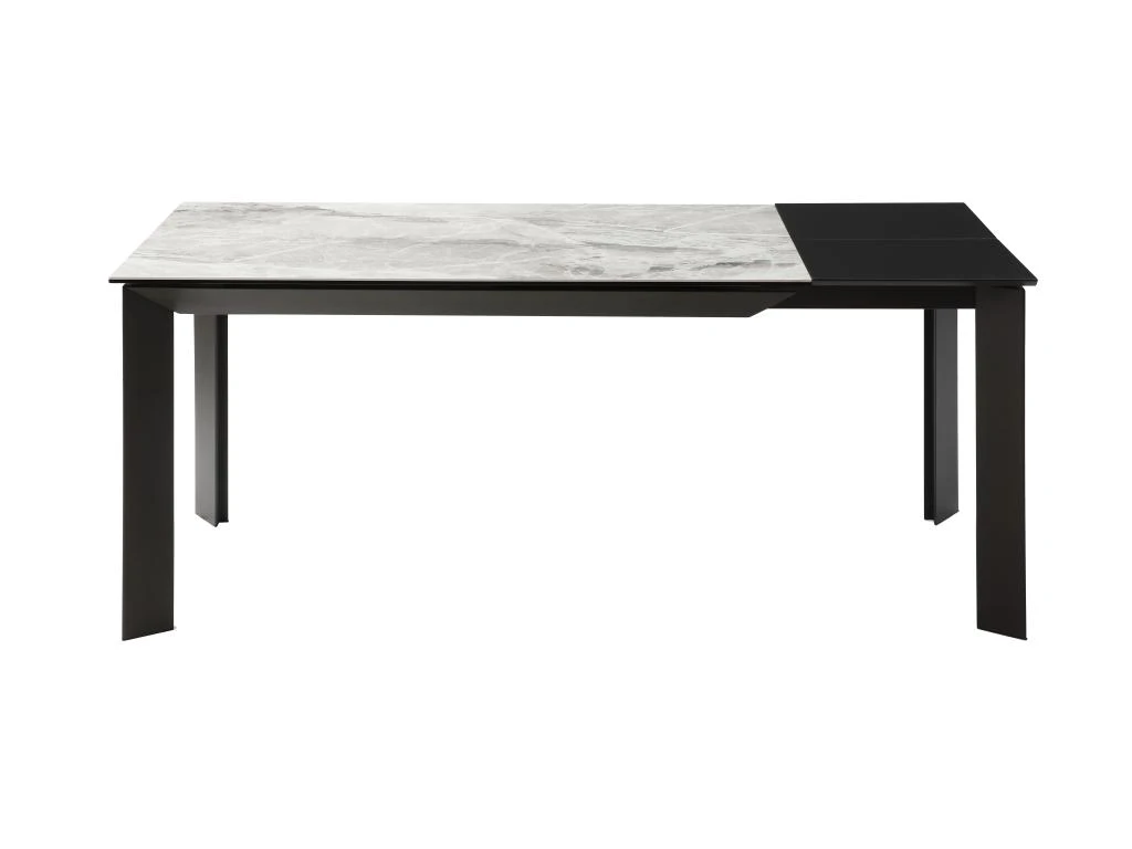 Table à Manger Extensible 4 à 10 Couverts En Céramique Et Métal - Effet Marbre Gris Et Noir - CARMONI 5 Table à Manger Extensible 4 à 10 Couverts En Céramique Et Métal - Effet Marbre Gris Et Noir - CARMONI – Image 3