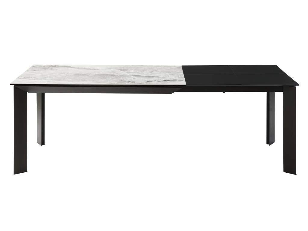 Table à Manger Extensible 4 à 10 Couverts En Céramique Et Métal - Effet Marbre Gris Et Noir - CARMONI 4 Table à Manger Extensible 4 à 10 Couverts En Céramique Et Métal - Effet Marbre Gris Et Noir - CARMONI – Image 2