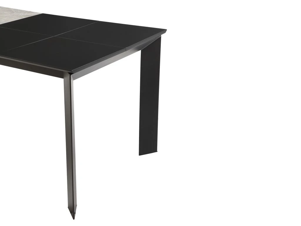 Table à Manger Extensible 4 à 10 Couverts En Céramique Et Métal - Effet Marbre Gris Et Noir - CARMONI 14 Table à Manger Extensible 4 à 10 Couverts En Céramique Et Métal - Effet Marbre Gris Et Noir - CARMONI – Image 12