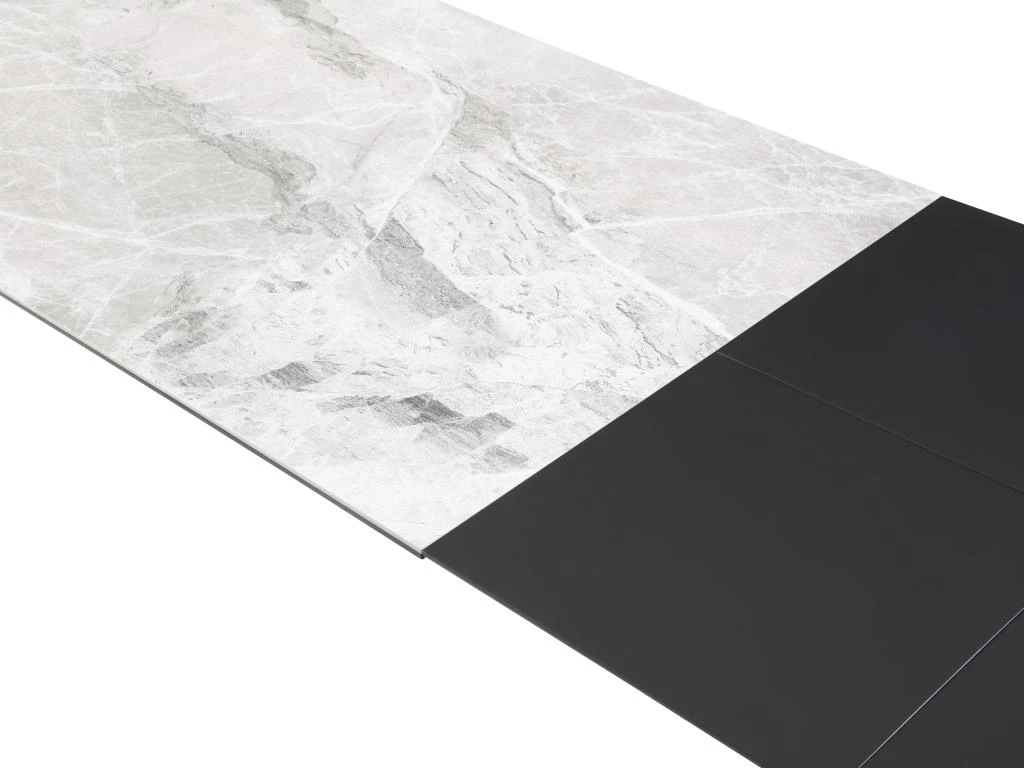 Table à Manger Extensible 4 à 10 Couverts En Céramique Et Métal - Effet Marbre Gris Et Noir - CARMONI 12 Table à Manger Extensible 4 à 10 Couverts En Céramique Et Métal - Effet Marbre Gris Et Noir - CARMONI – Image 10