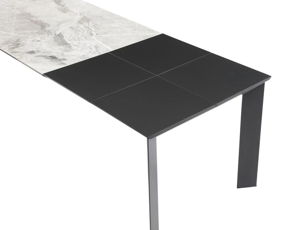 Table à Manger Extensible 4 à 10 Couverts En Céramique Et Métal - Effet Marbre Gris Et Noir - CARMONI 9 Table à Manger Extensible 4 à 10 Couverts En Céramique Et Métal - Effet Marbre Gris Et Noir - CARMONI – Image 7