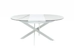 Table à Manger Extensible 4 à 8 Couverts En Céramique Et Métal - Effet Marbre Blanc - MELBI -Mobilia Boutique table a manger 14290677