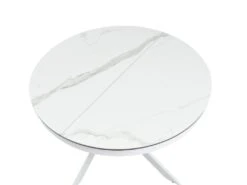 Table à Manger Extensible 4 à 8 Couverts En Céramique Et Métal - Effet Marbre Blanc - MELBI -Mobilia Boutique table a manger 14290685