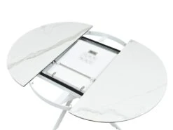 Table à Manger Extensible 4 à 8 Couverts En Céramique Et Métal - Effet Marbre Blanc - MELBI -Mobilia Boutique table a manger 14290689