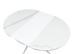 Table à Manger Extensible 4 à 8 Couverts En Céramique Et Métal - Effet Marbre Blanc - MELBI -Mobilia Boutique table a manger 14290691