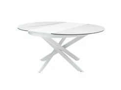 Table à Manger Extensible 4 à 8 Couverts En Céramique Et Métal - Effet Marbre Blanc - MELBI -Mobilia Boutique table a manger 14290695