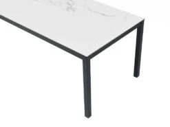 Table à Manger 8 Couverts En Céramique Et Métal - Effet Marbre Blanc Et Noir - MIRESA -Mobilia Boutique table a manger 14290713