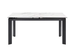 Table à Manger Extensible 6 à 8 Couverts En Céramique Et Métal - Effet Marbre Blanc Et Noir - DAXELA -Mobilia Boutique table a manger 14290755