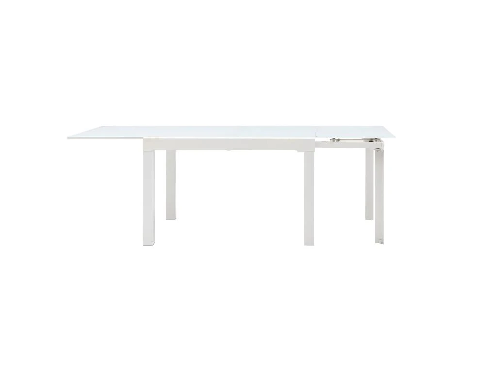 Table à Manger Extensible 4 à 14 Couverts En Verre Trempé Et Métal - Blanc - CHELDY 4 Table à Manger Extensible 4 à 14 Couverts En Verre Trempé Et Métal - Blanc - CHELDY – Image 2
