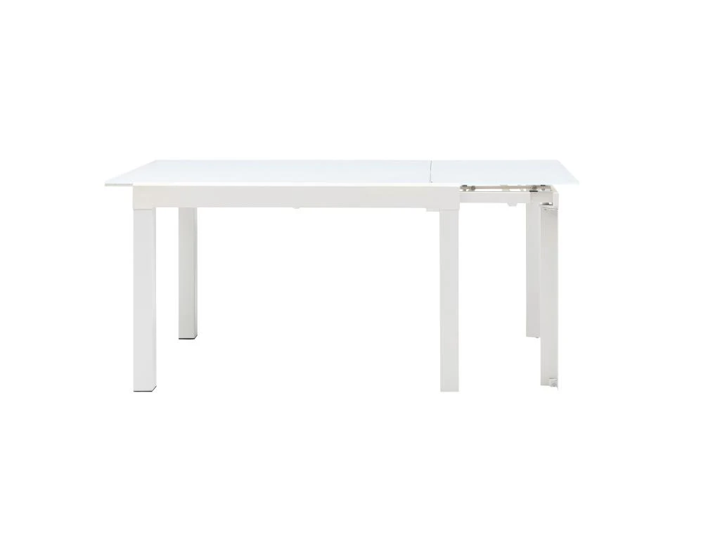 Table à Manger Extensible 4 à 14 Couverts En Verre Trempé Et Métal - Blanc - CHELDY 5 Table à Manger Extensible 4 à 14 Couverts En Verre Trempé Et Métal - Blanc - CHELDY – Image 3