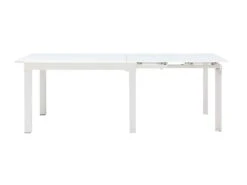 Table à Manger Extensible 4 à 14 Couverts En Verre Trempé Et Métal - Blanc - CHELDY