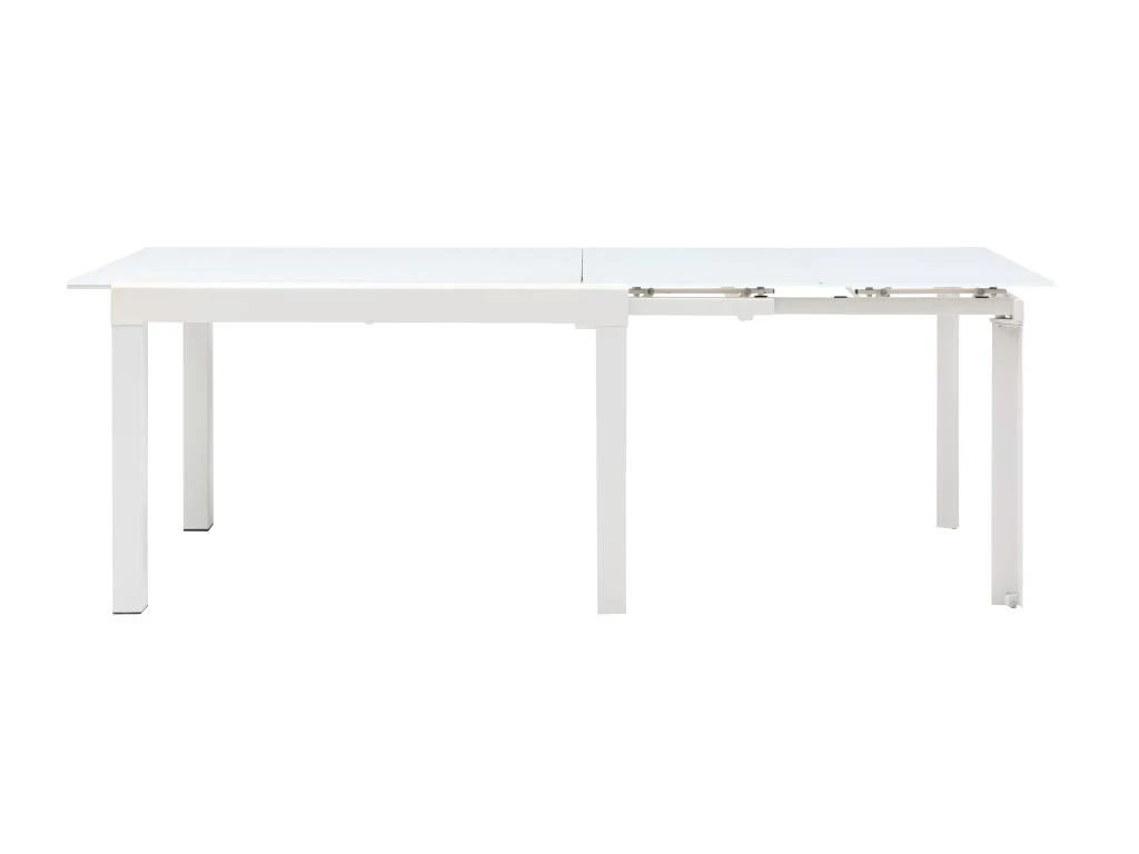 Table à Manger Extensible 4 à 14 Couverts En Verre Trempé Et Métal - Blanc - CHELDY 3 Table à Manger Extensible 4 à 14 Couverts En Verre Trempé Et Métal - Blanc - CHELDY