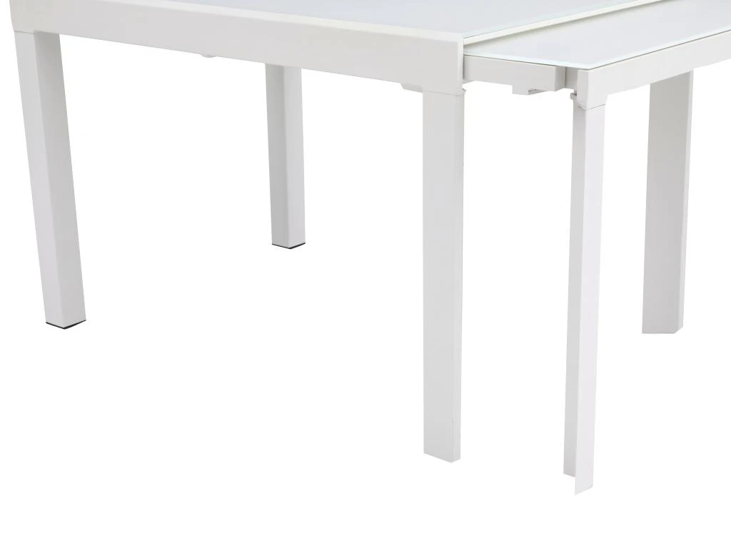 Table à Manger Extensible 4 à 14 Couverts En Verre Trempé Et Métal - Blanc - CHELDY 15 Table à Manger Extensible 4 à 14 Couverts En Verre Trempé Et Métal - Blanc - CHELDY – Image 13