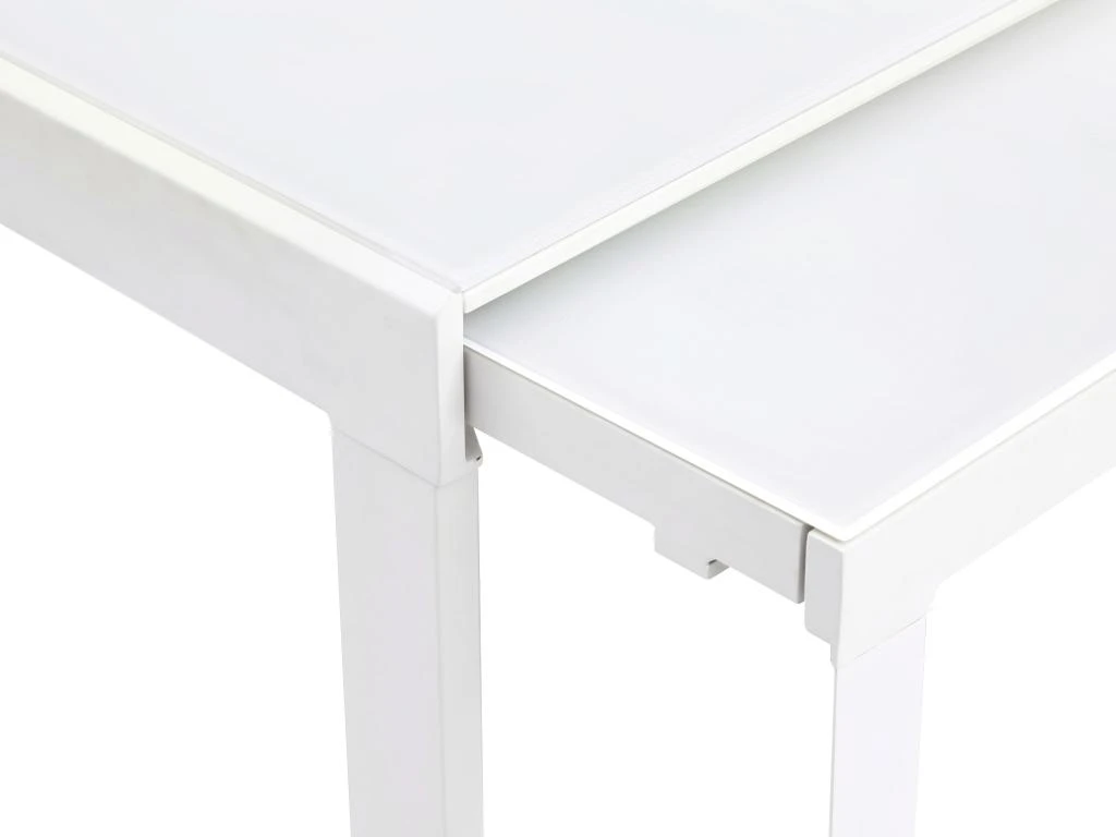 Table à Manger Extensible 4 à 14 Couverts En Verre Trempé Et Métal - Blanc - CHELDY 10 Table à Manger Extensible 4 à 14 Couverts En Verre Trempé Et Métal - Blanc - CHELDY – Image 8