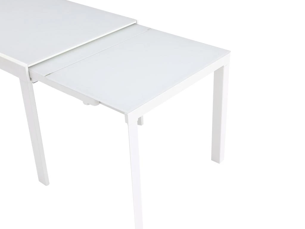 Table à Manger Extensible 4 à 14 Couverts En Verre Trempé Et Métal - Blanc - CHELDY 11 Table à Manger Extensible 4 à 14 Couverts En Verre Trempé Et Métal - Blanc - CHELDY – Image 9