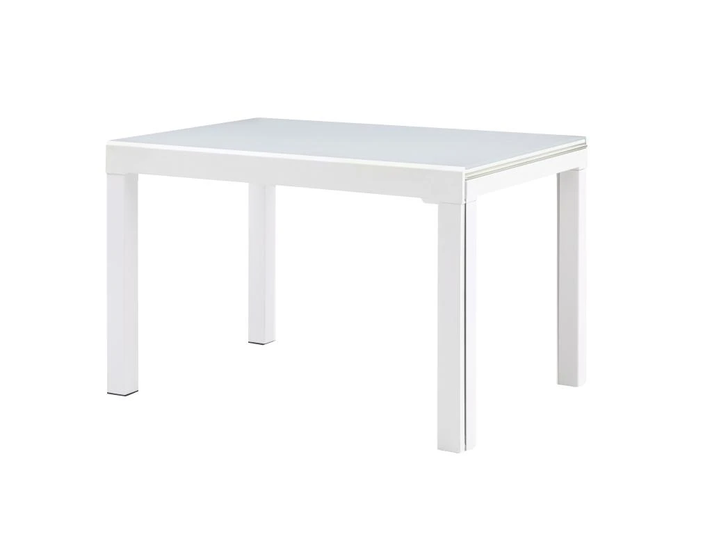 Table à Manger Extensible 4 à 14 Couverts En Verre Trempé Et Métal - Blanc - CHELDY 6 Table à Manger Extensible 4 à 14 Couverts En Verre Trempé Et Métal - Blanc - CHELDY – Image 4