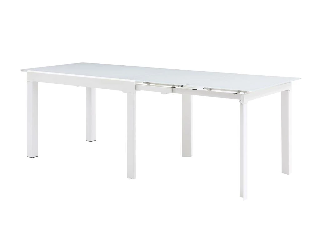 Table à Manger Extensible 4 à 14 Couverts En Verre Trempé Et Métal - Blanc - CHELDY 8 Table à Manger Extensible 4 à 14 Couverts En Verre Trempé Et Métal - Blanc - CHELDY – Image 6