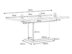Table Extensible 160 à 200 Cm Blanc Mat Et Décor Bois Clair - LEANE -Mobilia Boutique table a manger 14438087