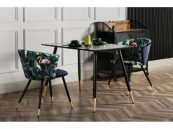 URBAN MEUBLE Table De Salle à Manger Rectangulaire Rétro Chic Noir Piedment Doré 110*70*75CM