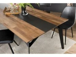 MADISON - Table à Manger Rectangulaire 220x100cm Bois Teck Recyclé Métal Et Pieds Métal Noir -Mobilia Boutique table a manger 14657037