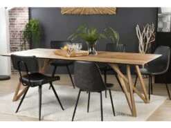 MADISON - Table à Manger Rectangulaire 220x100cm Bois Teck Recyclé Pieds Croisés Teck -Mobilia Boutique table a manger 14657077