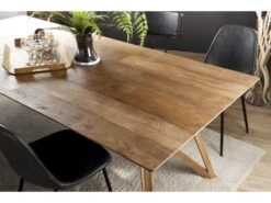MADISON - Table à Manger Rectangulaire 220x100cm Bois Teck Recyclé Pieds Croisés Teck -Mobilia Boutique table a manger 14657081
