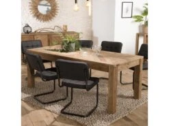ANDRIAN - Table à Manger Rectangulaire Marron 200x90cm Bois Pin Recyclé -Mobilia Boutique table a manger 14694605