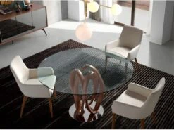 Table à Manger En Verre Trempé Noyer 1021 ANGEL CERDA -Mobilia Boutique table a manger 14718819