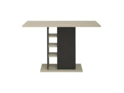 Table A Manger Rectangulaire Avec Rangement 1 Porte - Décor Chene Et Noir - OXFORD - L 120 X P 80 X H 75 Cm -Mobilia Boutique table a manger 15020015