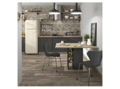 Table A Manger Rectangulaire Avec Rangement 1 Porte - Décor Chene Et Noir - OXFORD - L 120 X P 80 X H 75 Cm -Mobilia Boutique table a manger 15020017