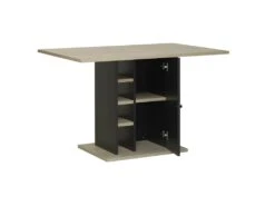 Table A Manger Rectangulaire Avec Rangement 1 Porte - Décor Chene Et Noir - OXFORD - L 120 X P 80 X H 75 Cm -Mobilia Boutique table a manger 15020019