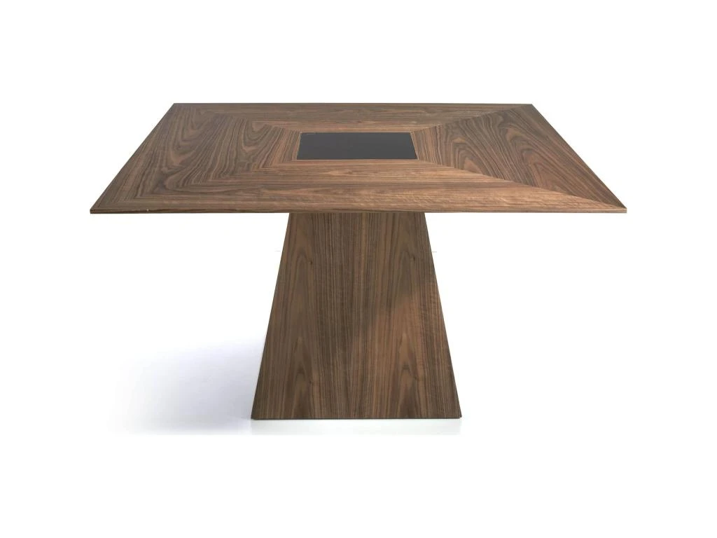 Table à Manger Carrée Bois Plateau Central En Verre Teinté 6 Table à Manger Carrée Bois Plateau Central En Verre Teinté – Image 4