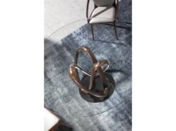 Table De Diner Pietement Courbé Noyer Massif Plateau Verre Trempé Et Piétement Acier -Mobilia Boutique table a manger 15465523