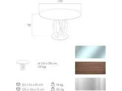 Table De Diner Pietement Courbé Noyer Massif Plateau Verre Trempé Et Piétement Acier -Mobilia Boutique table a manger 15465525