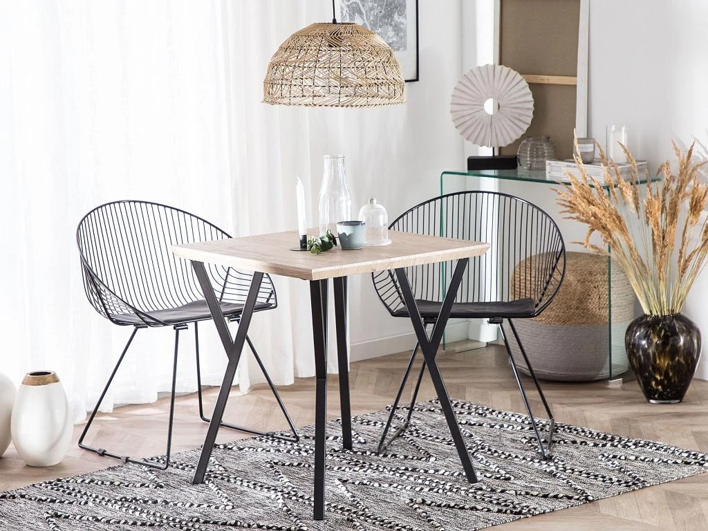 Table 70 X 70 Cm Bois Clair Et Noir BRAVO 4 Table 70 X 70 Cm Bois Clair Et Noir BRAVO – Image 2