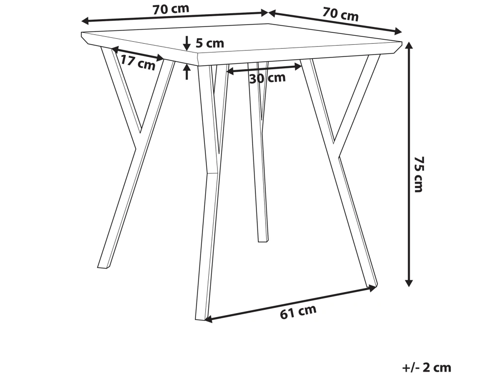 Table 70 X 70 Cm Bois Clair Et Noir BRAVO 5 Table 70 X 70 Cm Bois Clair Et Noir BRAVO – Image 3